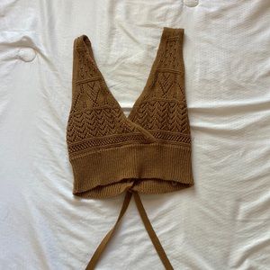 Brown knitted halter top